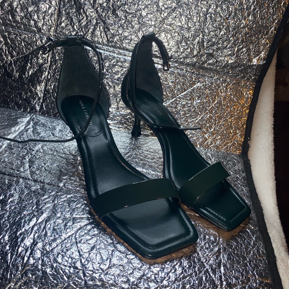 Vince Camuto Black Strappy Ankle-Heel Sandals